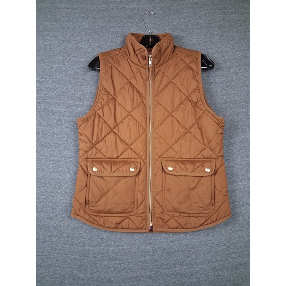 J.CREW Jackets & Blazers - J Crew Womens Jacket S Brown Quilted Vest New England Preppy Equestrian Chic